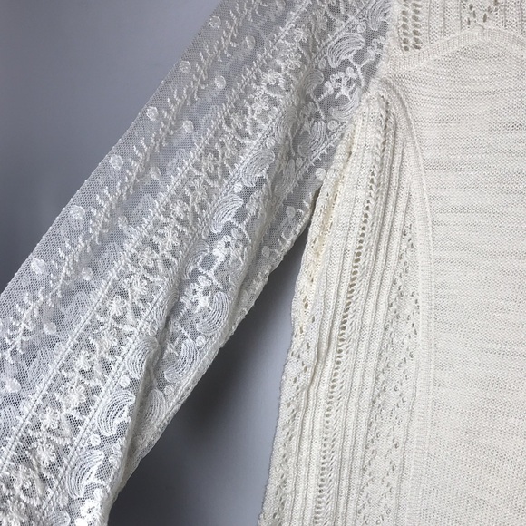 Anthropologie Knitted & Knotted Cream Lace Light Sweater size M - Picture 6 of 10